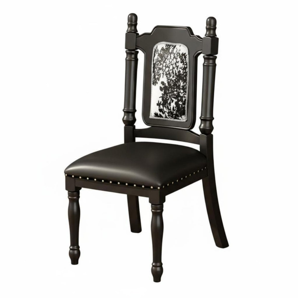 Retro Design Upholstered High-Back Chair Solid Wood Legs Upholstered High-Back Seat Easy Assembly Kitchen Seating Rivet Accenting for Homeowners, Families, Interior Designers, Dining Room, Home Office, Restaurant