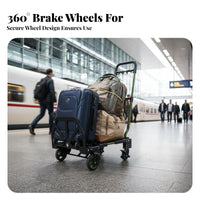 Telescopic Handle Foldable Hand Truck Long-Lasting and Sturdy 4 Wheel Platform Cart Folding Dolly Cart with Wheels for Delivery Drivers, Warehouse Workers, Travel, Garage, Outdoor, Garden