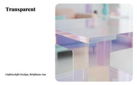 Rainbow Color Iridescent Acrylic Table Modern aesthetic Iridescent Square Table Minimalist Household Furnishing Space-Saving for Design aficionados, Interior Decorators, Living Room, Beside Sofa, Bedroom, Small Spaces