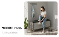 Light Luxury design Shoe Rack Stool Space-Saving Upholstered Ottoman with Shoe Rack Sturdy Construction Entryway Seat Comfortable padding for Families, Apartment Dwellers, Homeowners, Mudroom, Bedroom, Living Room, Closet