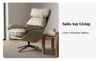 Modern Design Upholstered Swivel Armchair Soft Upholstery Lounge Chair Ergonomic Design Indoor Furniture High Back Support for Readers, Adults, Homeowners, Living Room, Balcony, Reading Nook, Bedroom