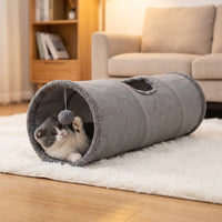 Extra Long Cat Tunnel with Suede Material, Foldable Bunny Tunnel for Indoor Play