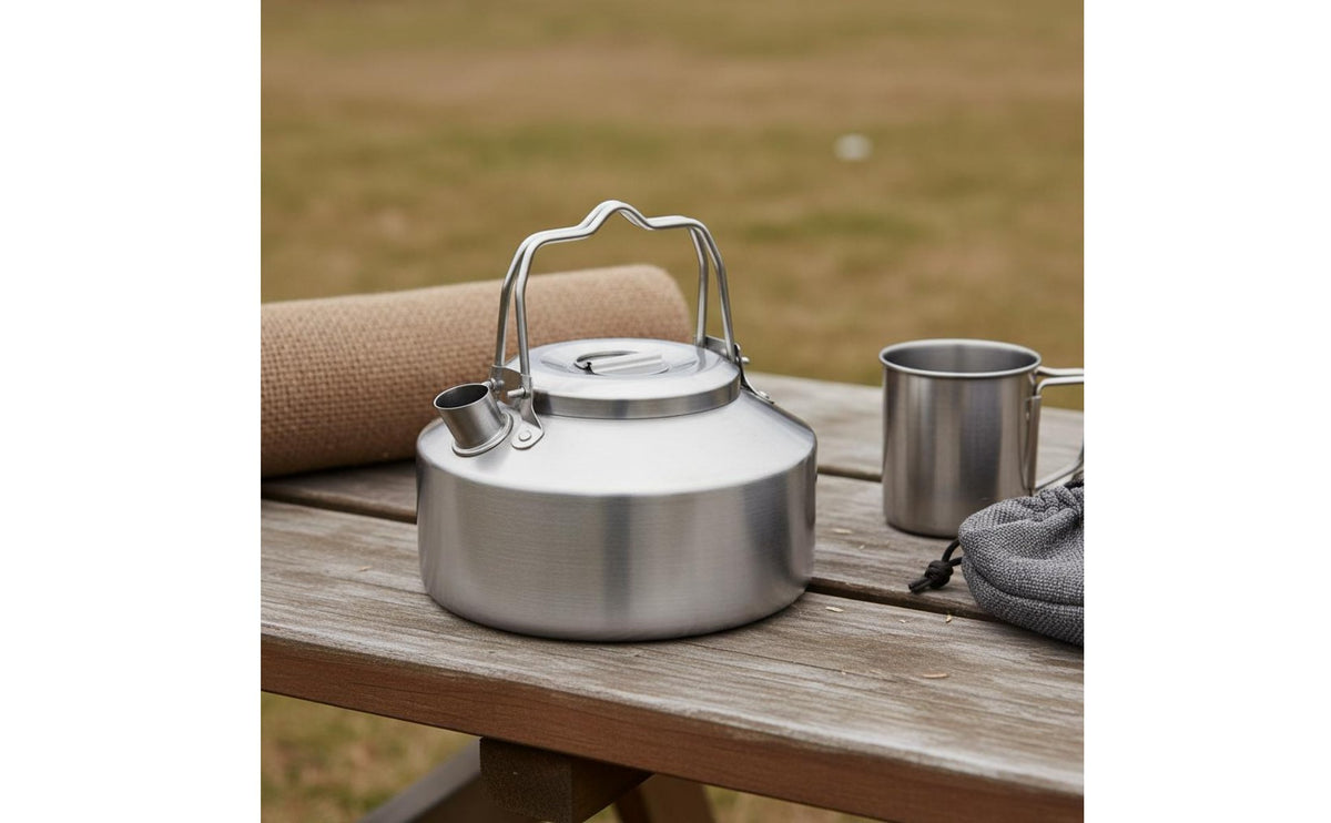 Ultralight Stainless Steel Camping Kettle Lightweight Stainless Steel Camp Kettle Compact Portable Tea Pot Easy to Clean for Campers, Hikers, Travel, Picnic