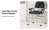 Foldable Adjustable Height Toilet Frame Two-in-Single-Use Commode Chair Multi-Purpose Bathroom Safety Aid Heavy Duty for Women, People with Disabilities, Post-Surgery Patients, Bedside, Home Care, Bedroom