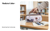 Wide Opening Volcano-Shaped Case With Handle Large Capacity Zippered Case two-toneed Design Pen Bag Minimalist design for Students, Office Workers, Adults, College, Desk, Home, Travel