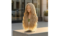 Breathable Cap 28 Inch Body Wave Hairpiece Adjustable Straps Heat Resistant Synthetic Hairpiece