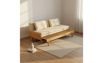 Wooden Pull-out Sofa Bed Multi-Functional Solid Wood Sleeper Sofa Space-Saving Extendable Daybed for Small Apartment