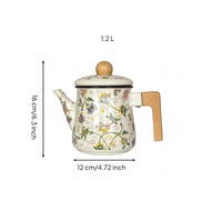 Glossy Finish Enamel Stovetop Kettle Long Spout Decorative Tea Pot Side Handle Enamel Kettle Induction Safe