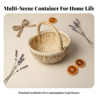 Wicker Storage Bin With Handle Round Wicker Basket Multi-Purpose for Gift Givers