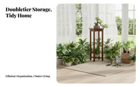 Hollow-Carved Wooden Pedestal Chinese Design Plant Holder Versatile Use Space Saving for Collectors, Living Room