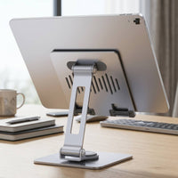 Metal Desktop Stand with Folding Arm Heavy Strong Phone Holder with Rotating Base Holder Stand for Professionals, Students