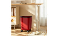 Open-Top Trash Can with Wheels Plastic Rolling Wastebasket Minimalist Mobile Garbage Bin Slim for Kitchen, Office, Bathroom
