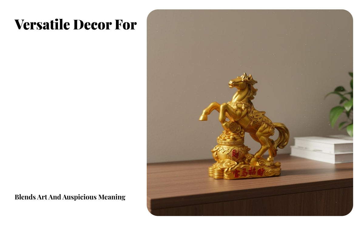 Ideal Gift Feng Shui Horse Ornament Intricate Details Wealth Horse Figurine Creative Design Fade-Resistant for New Homeowners, Business Owners, Home Decorators, Living Room, Entrance Hall, Entryway, TV Stand