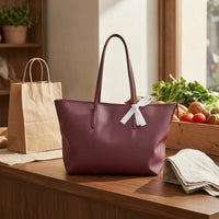 Waterproof PVC Tote Bag Polished Finish Structured Tote Bag Lightly Textured Rectangular for Women