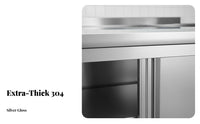 Rustproof Stainless Steel Work Table Cabinet Easy to Clean Heavy Duty Prep Table Sliding Doors Adjustable Feet Kitchen Cabinet with Sliding Doors Waterproof for Restaurant Employees, Home Cooks, Hobbyists, Hotel, Warehouse, Workshop, Garage
