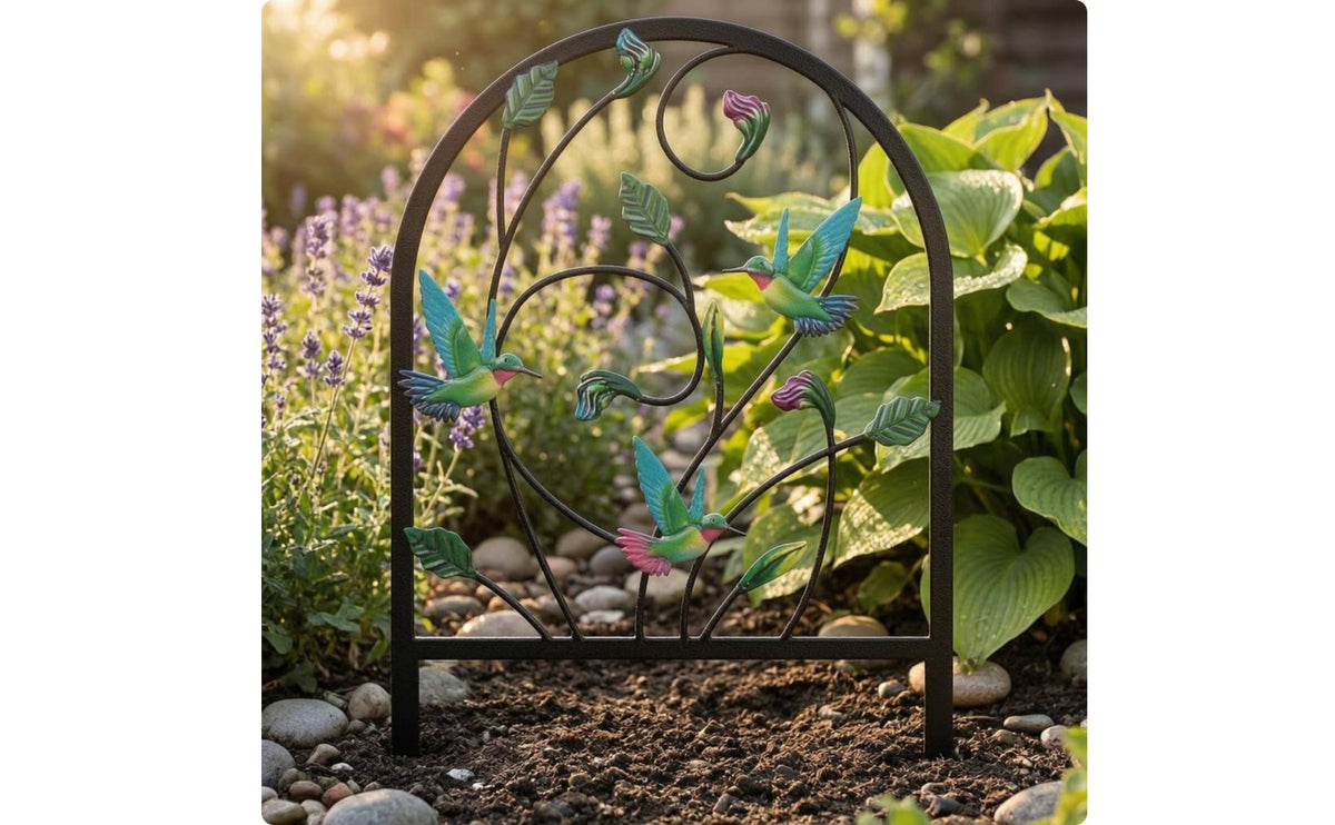 Arched Metal Garden Fence Panel Rectangular Frame Arch Garden Fence Easy to Install Decorative Scrollwork Panel