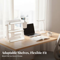 Space-Saving Multitiered Desktop Book Rack Minimalist aesthetic Desk Shelf Simple Assembly Stationery Organizer Large Capacity for Students, Office Workers, Makeup lovers, Study Room, Countertop, Home, Vanity Table