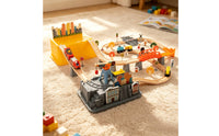 Wooden Train Set with Tracks Interlocking Wooden Train Track Set Powered Railway Kit for Young Children