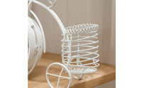 Wire Basket Cycle Clock White Table Timepiece Metal Frame Home Decor