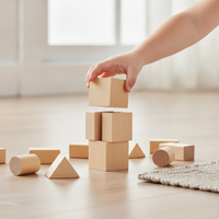 Wooden Cube Blocks for Kids, Math Learning & DIY Crafts, Pine & Beech Wood