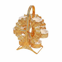 Rotating Wheel Snack Tray Gold Finish Rotating Snack Tray Multi-Tier Covered Nut Box for Living Room