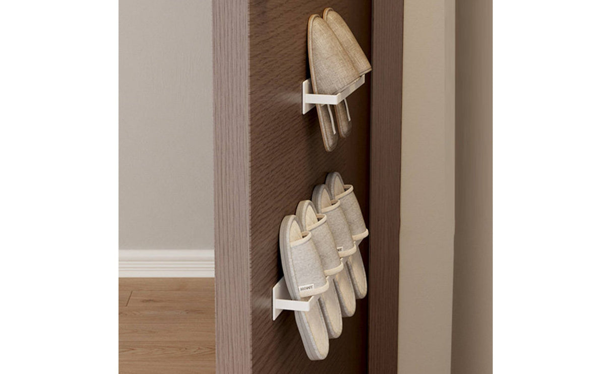 Shoe Rack Space-Saving Behind Door Shoe Organizer Drill Installation Wall Mounted Slipper Holder for Entryway, Small Areas, Dorm Room