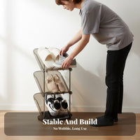 Space Saving Multi-Layer Shoe Rack Easy to Assemble Transparent Shoe Shelf Quick Installation Large Capacity for Families, Apartment Dwellers, Students, Entryway, Hallway, Bedroom, Dorm Room