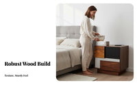 Retro design Nightstand with Drawers and Shelf middleera Modern Design Single-Drawer End Table with Shelf Nordic Aesthetic Bedside Cabinet Tapered Legs for Homeowners, Students, Guest Room, Office, Hallway, Nursery