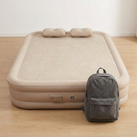 Air Bed, Built-In Electric Pump, Guest Bed, For Visitors, Camping, Car Camping, Beige, PVC, With Pillow