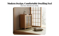 Japanese aesthetic Fluted Glass Door Credenza Multi-Functional Sideboard Large Capacity Storage Cabinet Sliding Upper Doors for Apartment Dwellers, Homeowners, Interior Design aficionados, Living Room, Kitchen, Entryway, Bedroom