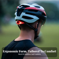 Hard Shell Cycling Helmet Breathable Vents Helmet with Tail Light Impact Resistant Head Protection Lightweight for Adults