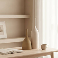 2 Pieces Brushed Vase with Slender Neck Matte Ceramic Vase Tall Flower Holder Minimalist for Home Decorators, Minimalists, Shelf, Living Room, Entryway, Bedroom