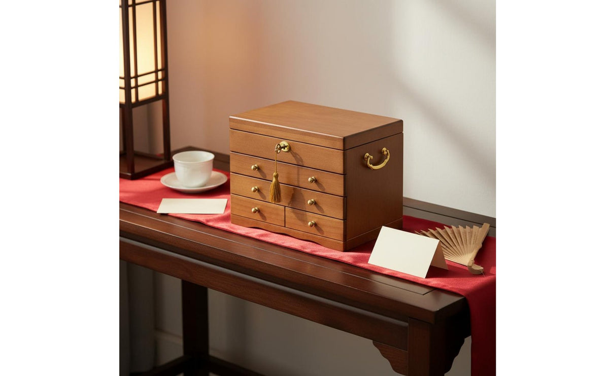 Wooden Jewelry Organizer Wedding Gift Multi-Layer Jewelry Box with Mirror Lockable Design Storage Case for Bedroom, Dressing Room