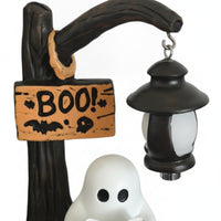 Ghost Figurine with Lantern Decorative Halloween Light Figurine Ghost Statue with Lantern Spooky Table Lamp Battery-Powered