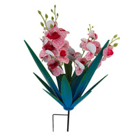 Metal Agave Stake with Faux Orchids Artificial Patio Decoration Low-Maintenance