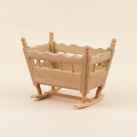 Dollhouse Cradle Unpainted Wooden Doll Cradle Model Unfinished Miniature Rocking Bed for Collectors, Hobbyists, Craft Displays, Dioramas