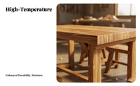 Wooden Restaurant Table and Bench Set Carbonized Finish Table, Chairs, and Bench Combo sturdy Wood Construction Canteen Furniture for Barbecue Joints