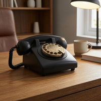 Vintage Rotary Phone Golden Finish Corded Telephone Redial