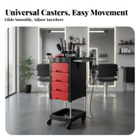 Large Capacity 4-Drawer Stylist Trolley Multi-Functional Salon Trolley Mobile Design Rolling Organizer 360° Wheels for Hair Stylists, Hairstylists, Cosmetologists, Barbershop, Beauty Parlor, Spa, Home Use