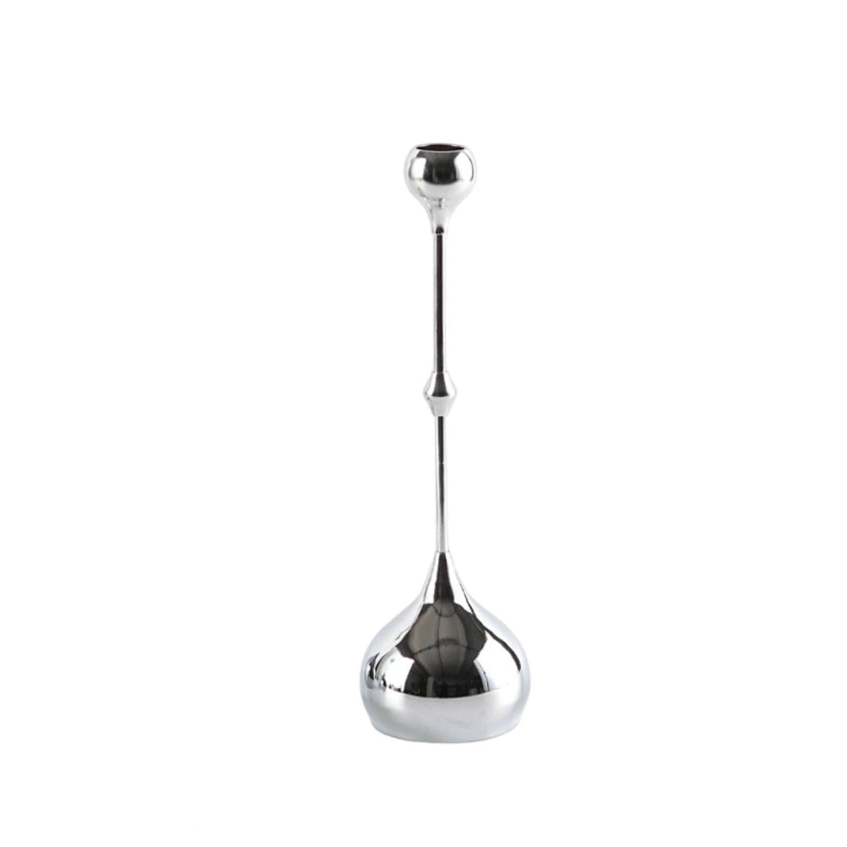 Modern Droplet Candle Holder Silver-Tone Teardrop Candlestick Sculptural Minimalist Candle Holder Sleek for Dining Table, Centerpiece, Entryway, Mantel