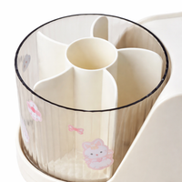 360-Degree Rotating Pen Holder for Desk Storage, Large Capacity Office Organizer, Cute Accessories for Women Students, PP Pencil