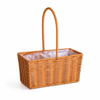 Rattan-Style Flower Basket with Plastic Liner Trapezoid Basket with Liner Clear Lightweight for Home Decor, Picnics