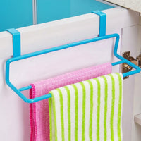 Cabinet Pantry Cloth Holder with 2 Tier Iron Towel Rack for Door Back, No Drill Tea Storage for Students