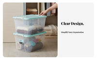 Large Capacity Stackable Wheeled Clear Box Thickened Design Ppreviousic container sturdy Construction Household Storage Latching Lid for homeowners, Office Workers, Bedroom, Closet, Living Room, recreation area