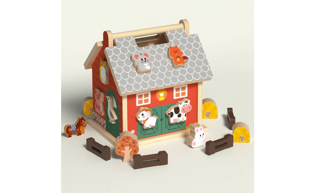 Farmhouse Puzzle Toy Interlocking Wooden Dwelling Puzzle Young Child Game for Young Children