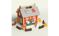 Farmhouse Puzzle Toy Interlocking Wooden Dwelling Puzzle Young Child Game for Young Children