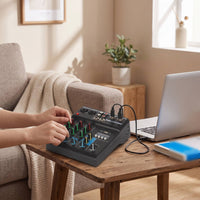 Desktop Mixer with USB Stereo 4-Channel Mixer Angled Mixing Console for Streamers, Singers, Livestreaming