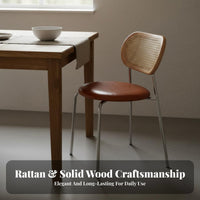 Ergonomic Backrest Rattan Back Dining Chair Sturdy and Long-Lasting Mid-Century Modern-Century Modern Dining Chair Versatile Design for Restaurant Owners, Interior Designers, Homeowners, Cafe, Living Room