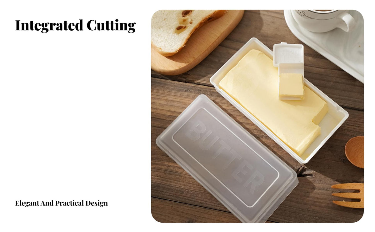 Butter Storage Box with Slicing Tool Exact Portioning Lidded Butter Keeper with Cutting Keeps Fresh Refrigerator Cheese Storage Container