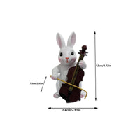 Rabbit Violin Figurine Smooth Finish Bunny Sculpture Decorative for Home Display